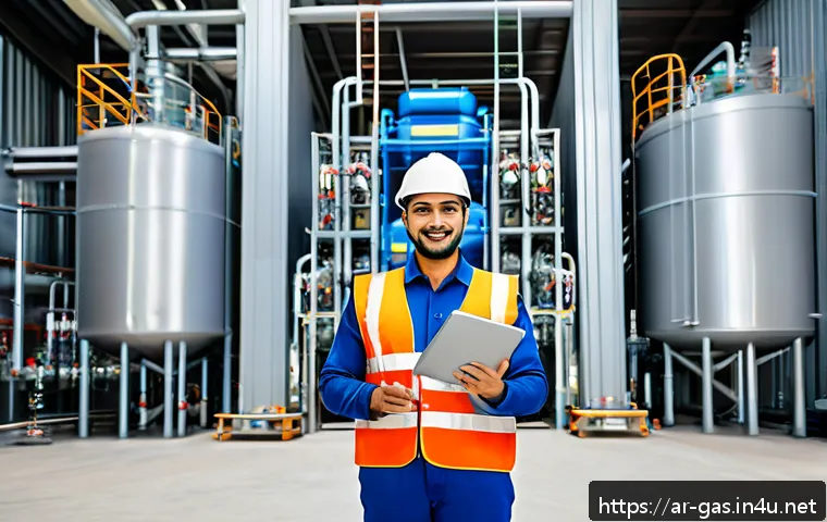 가스 자격증을 통한 공기업 취업 전략 - A professional Middle Eastern man wearing safety gear and a branded uniform with visible gas company...